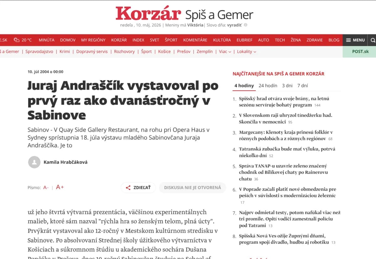 Korzár článok o výstave v Sydney
