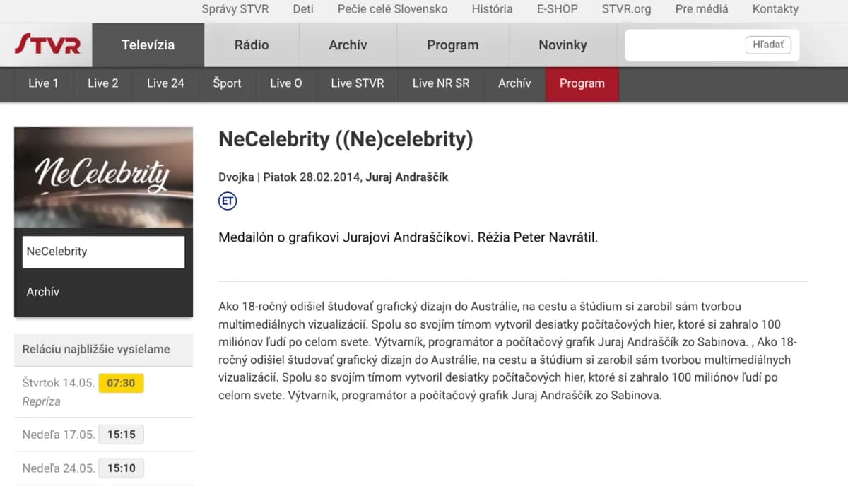 STV NeCelebrity relácia